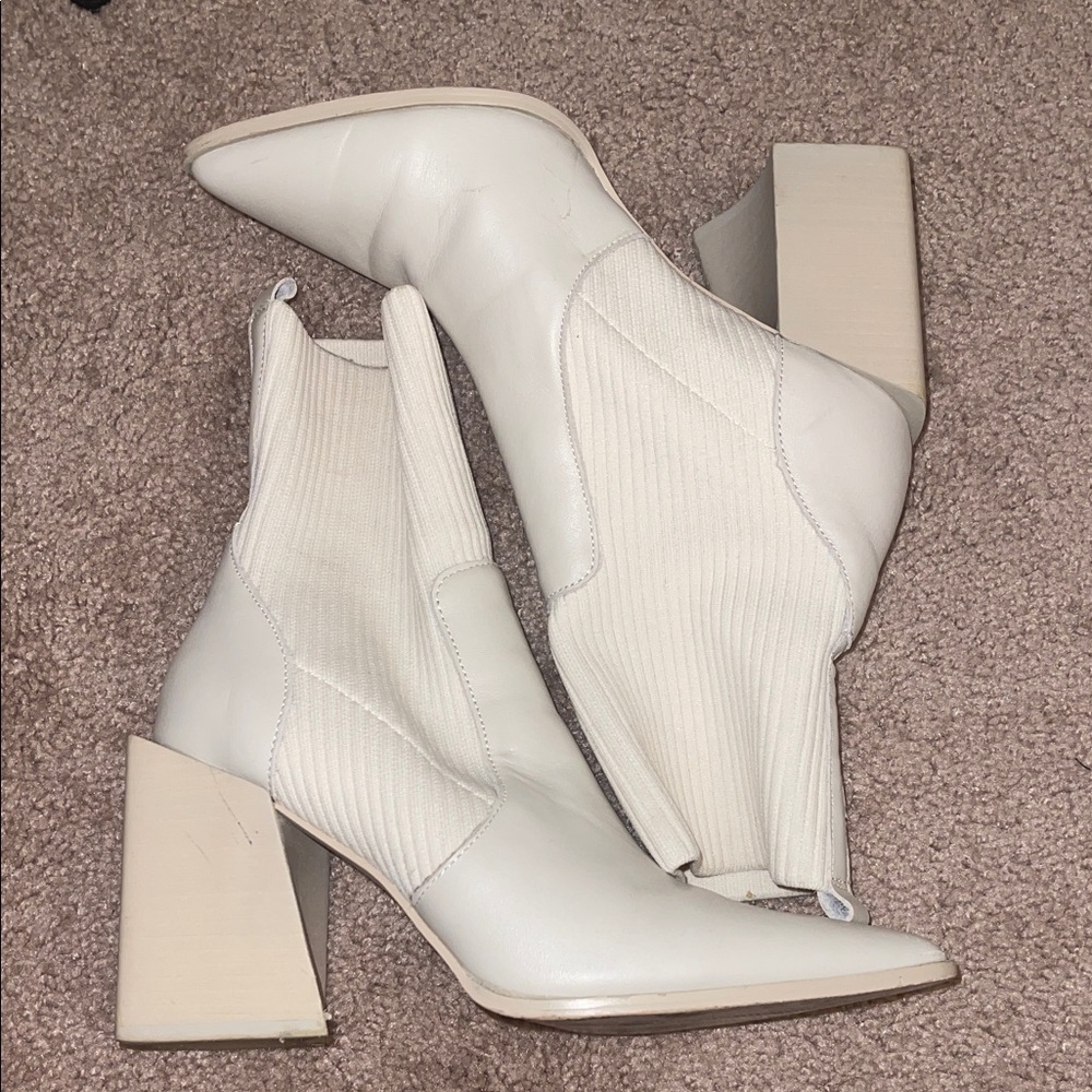Steve Madden Cream Heeled Boots